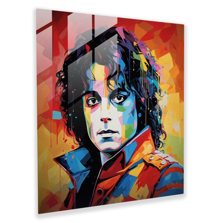 Micheal Jackson Glass Print - Micheal Jackson, King Of Pop, Wall Decoration, Pop Art Portrait