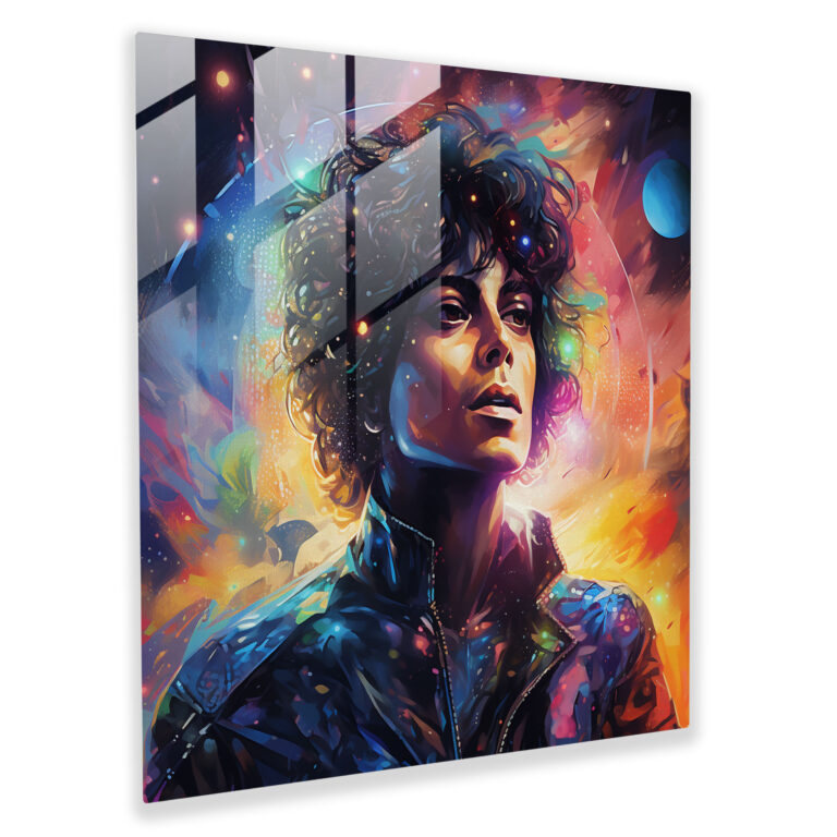 Michael Jackson Galaxy Glass Print - Micheal Jackson, Home Decoration, Michael Jackson, Digital Painting