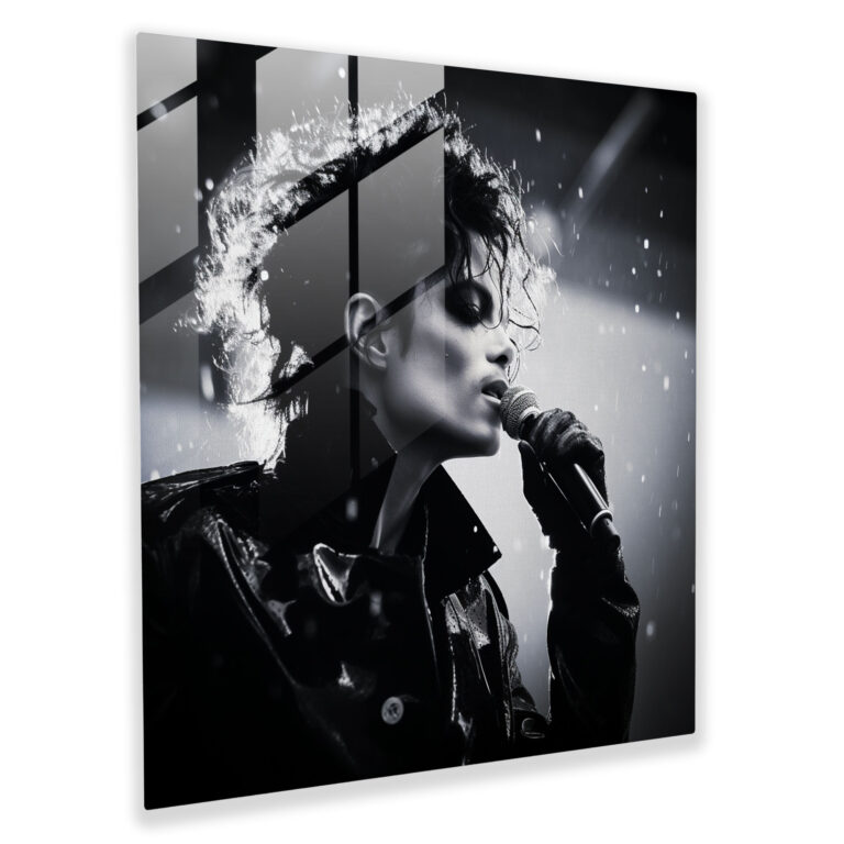 Michael Jackson Monochrome Glass Print - Micheal Jackson, Monochrome Photograph, Glass Art, Home Decoration