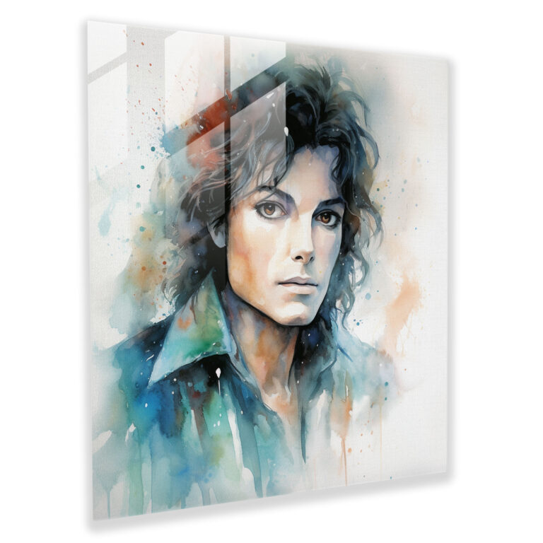 Michael Jackson Watercolor Glass Print - Micheal Jackson, Soft Strokes, Glass Art, Glass Wall Art