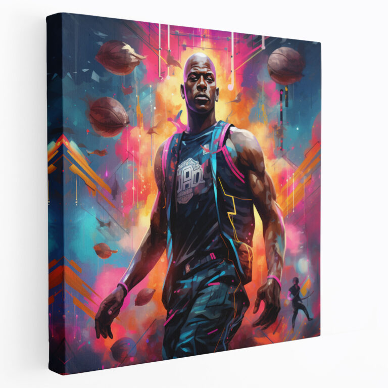 Michael Jordan Wall Art - Micheal Jordan, Canvas Wall Art, Neon Colors, Wall Art