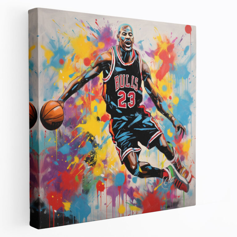 Michael Jordan Wall Art - Micheal Jordan, Canvas Print, Abstract Graffiti Art, Vibrant Splashes Of Color