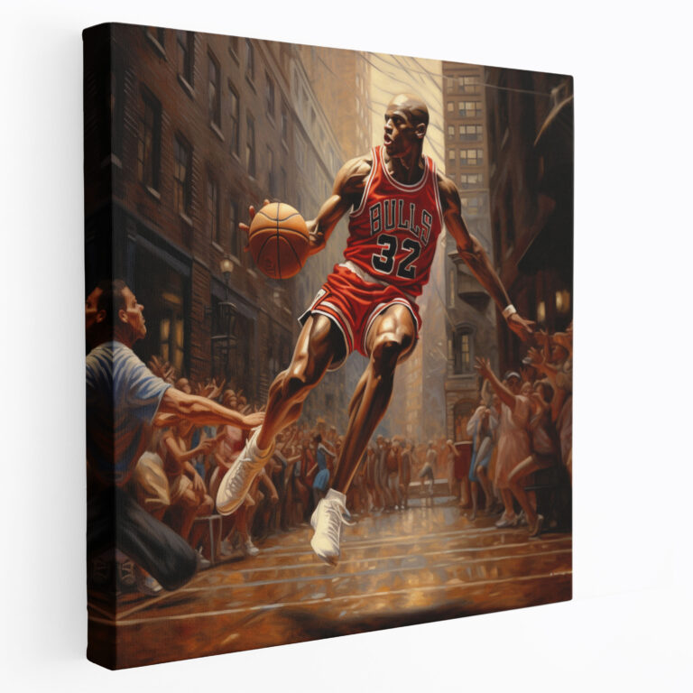 Michael Jordan Canvas Print - Classic Oil Painting - Micheal Jordan, Canvas, Graceful Depiction, Wall Decoration