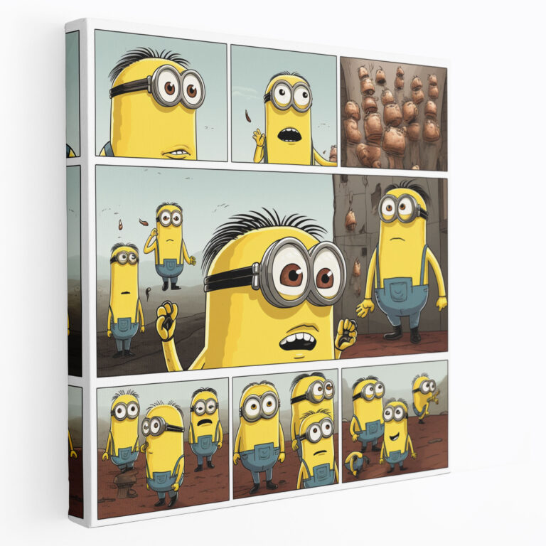Minions Comic Strip Canvas Print - Minions, Wall Art, Comic Strip Illustration, Canvas Print