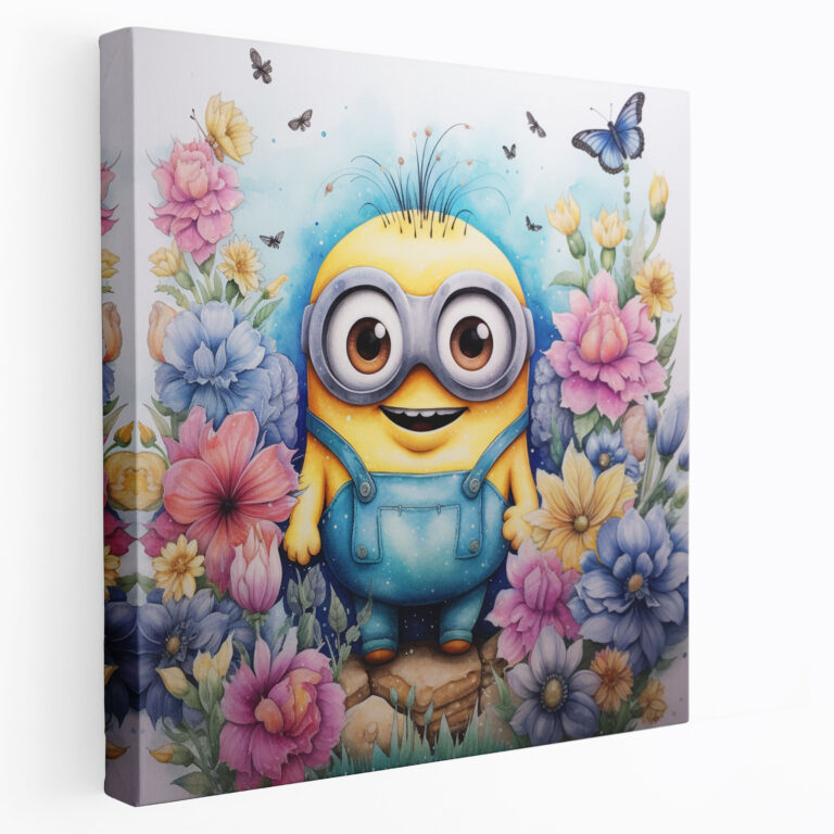 Minions Watercolor Canvas Print - Minions, Butterflies, Whimsical, Home Decoration