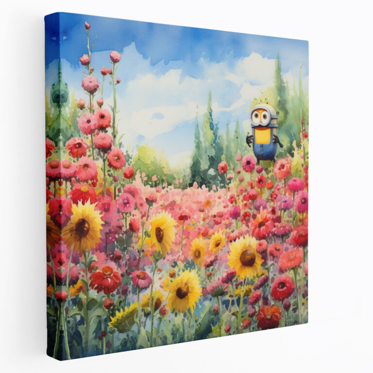 Minions Canvas Print - Flower Field - Minions, Minions, Flower, Field