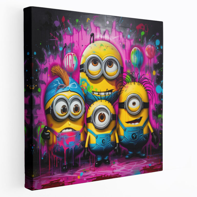 Minions Canvas Print - Graffiti Mischief - Minions, Cartoon, Graffiti, Home Decoration