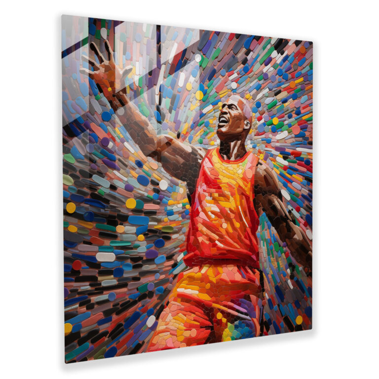 Michael Jordan Glass Print - Vibrant Mosaic Art - Micheal Jordan, Glass Print, Glass Wall Art, Home Decoration