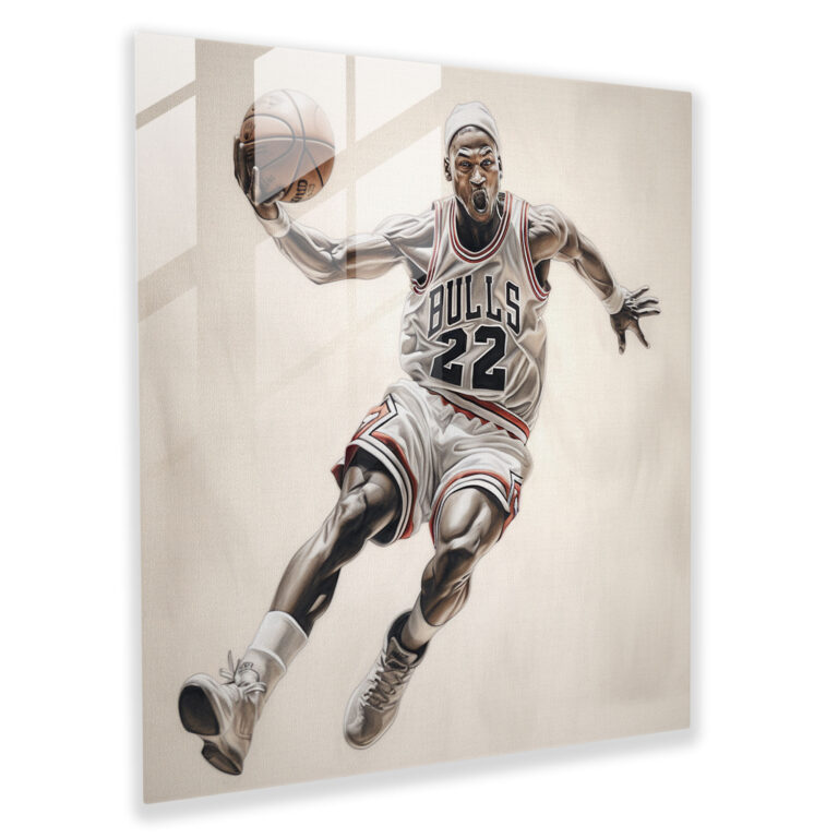 Michael Jordan Pencil Sketch Glass Print - Micheal Jordan, Glass Wall Art, Realistic, Wall Decoration