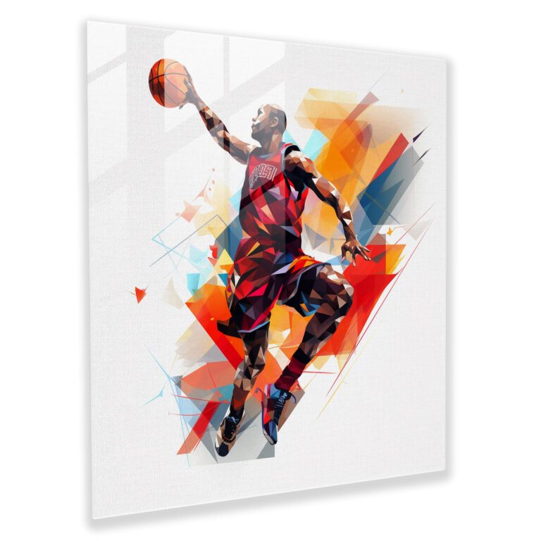 Geometric Michael Jordan Glass Print - Micheal Jordan, Geometric, Glass Art, Glass Wall Art