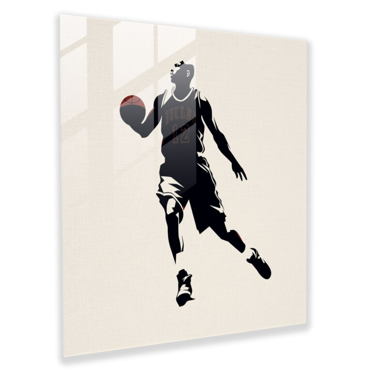 Michael Jordan Minimalist Graphic Glass Print - Micheal Jordan, Gift, Glass Print, Glass Wall Art