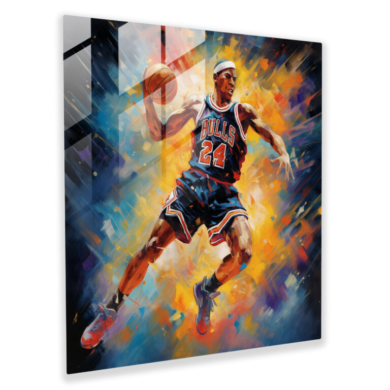 Michael Jordan Impressionist Glass Art - Micheal Jordan, Glass Print, Glass Art, Home Decoration