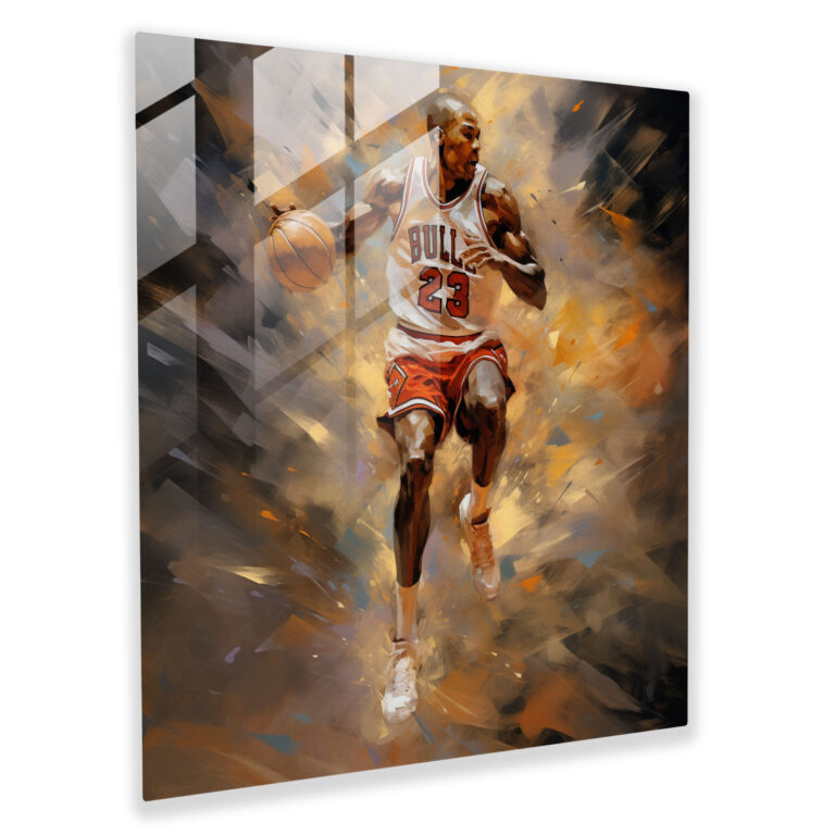 Michael Jordan Glass Print - Impressionist Artwork - Micheal Jordan, Impressionist Artwork, Wall Decoration, Glass Wall Art