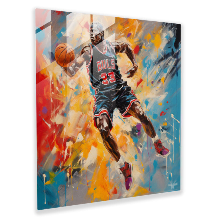 Michael Jordan Modern Abstract Glass Print - Micheal Jordan, Michael Jordan, Home Decoration, Modern Art