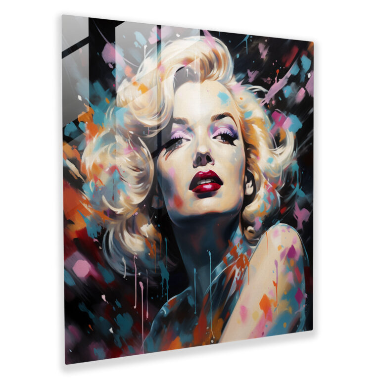 Elegant Grace: Marilyn Monroe Glass Print - Marilyn Monroe, Glass Print, Wall Decoration, Sophisticated Design