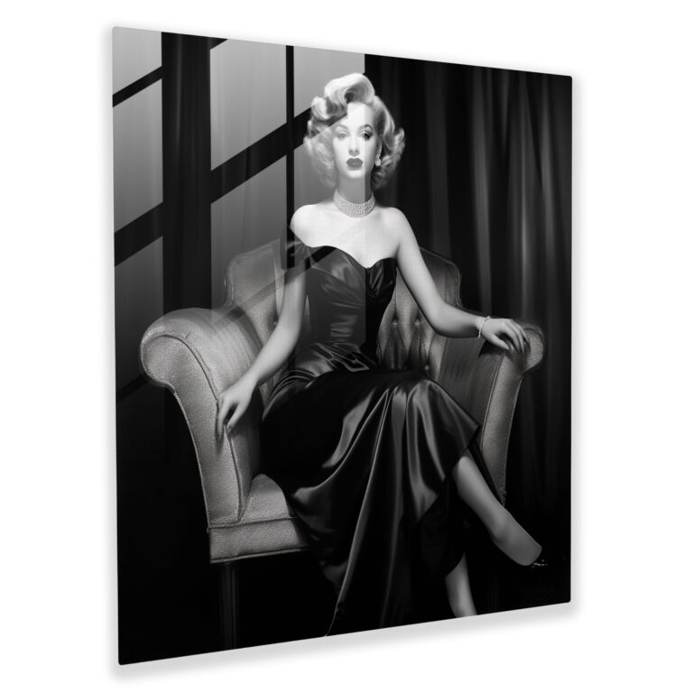 Classic Marilyn Monroe Glass Print - Marilyn Monroe, Modern Art, Wall Decoration, Black And White Photograph