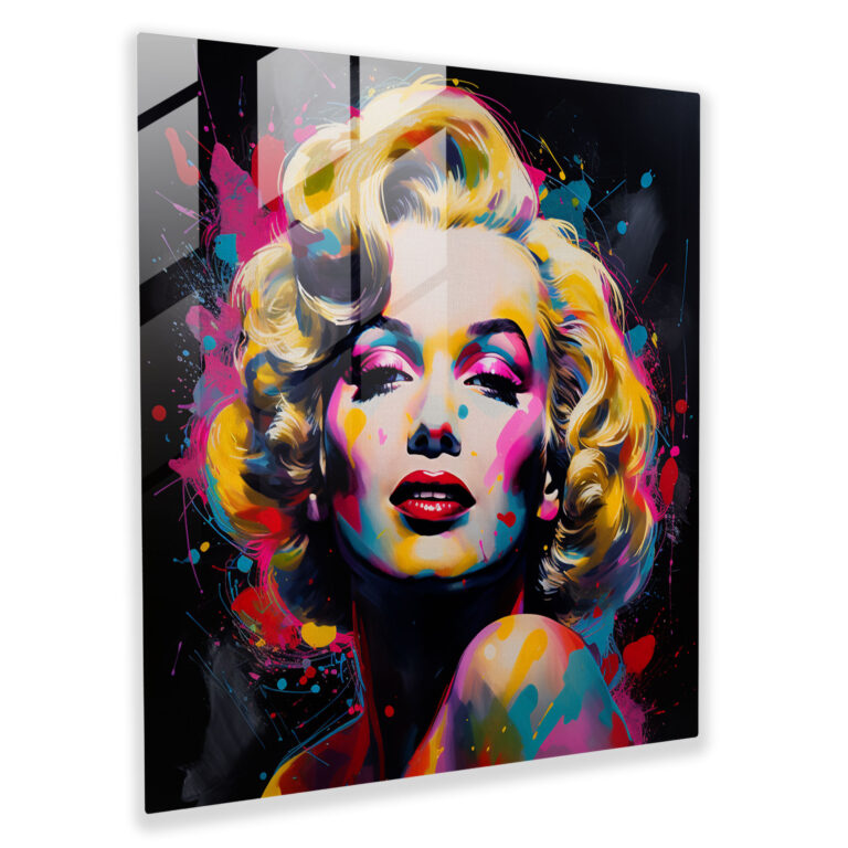 Marilyn Monroe Pop Art Glass Print - Marilyn Monroe, Vibrant Colors, Glass Wall Art, Wall Decoration
