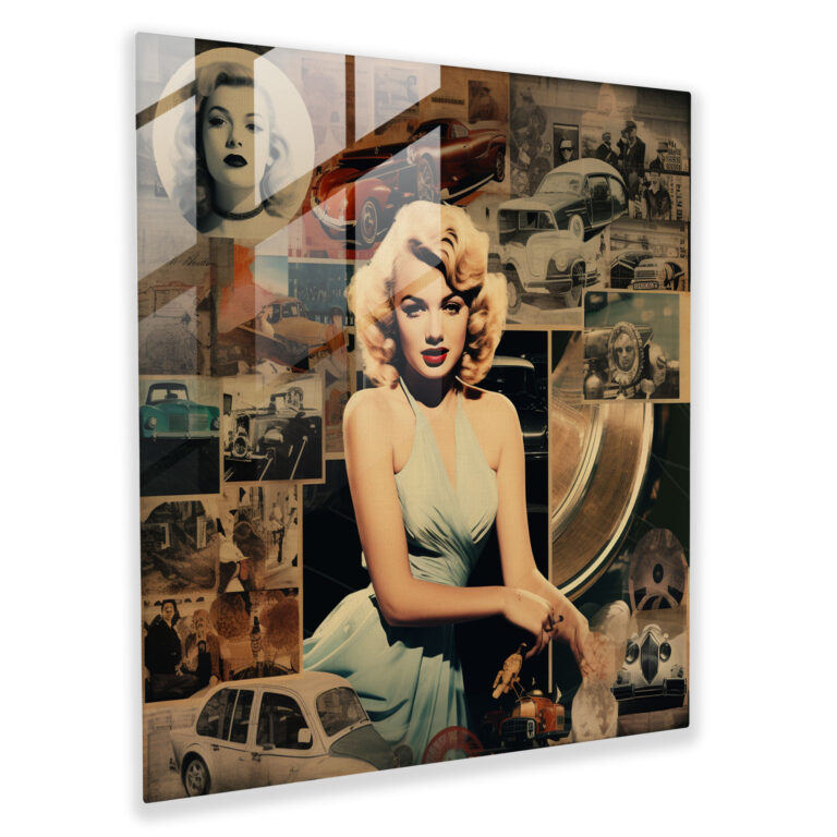 Marilyn Monroe Movie Scenes Glass Print - Marilyn Monroe, Modern Art, Wall Decoration, Collage