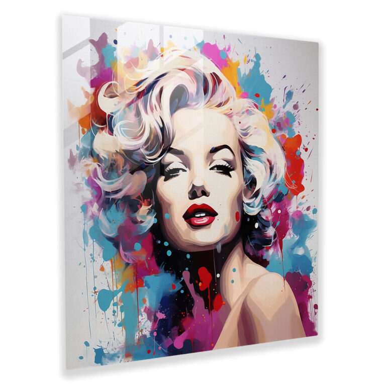 Marilyn Monroe Glass Print - Modern Abstract Painting - Marilyn Monroe, Glamour, Vibrant Colors, Wall Decoration