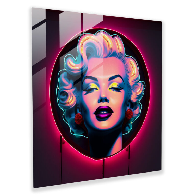 Marilyn Monroe Glass Print - Neon Sign Artwork - Marilyn Monroe, Glass Wall Art, Neon Sign Artwork, Modern Twist