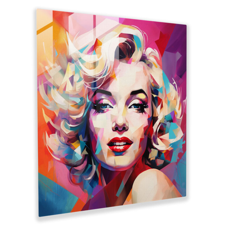 Marilyn Monroe Glass Print - Geometric Abstraction - Marilyn Monroe, Bold Shapes, Glass Wall Art, Vibrant Hues