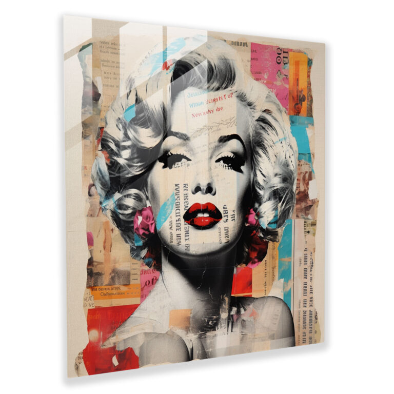 Retro Collage Marilyn Monroe Glass Print - Marilyn Monroe, Wall Decoration, Home Decoration, Glass Print