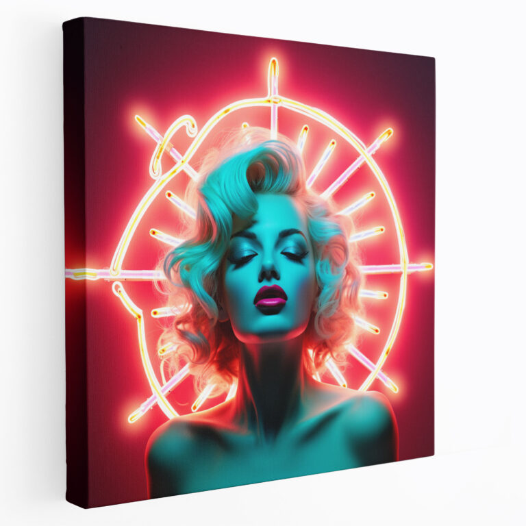 Marilyn Monroe Canvas Print - Retro Neon Sign Wall Art - Marilyn Monroe, Canvas, Canvas Wall Art, Neon Sign