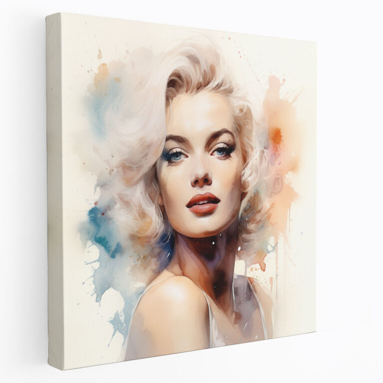 Watercolor Marilyn Monroe Canvas Print - Marilyn Monroe, Home Decoration, Delicate Washes Of Color, Wall Decoration