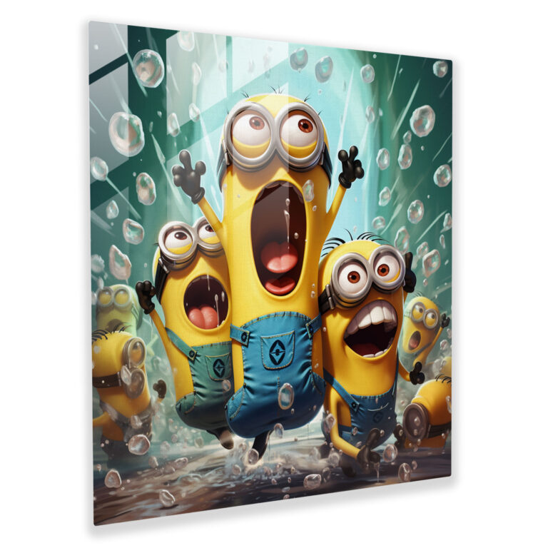 Comic Book Glass Print - Minions Action Scenes - Minions, Home Decoration, Glass Print, Comic Book