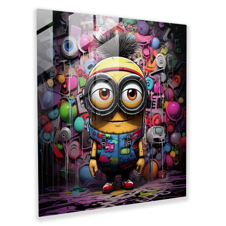 Graffiti Minion Glass Print - Minions, Glass Print, Glass Art, Home Decoration