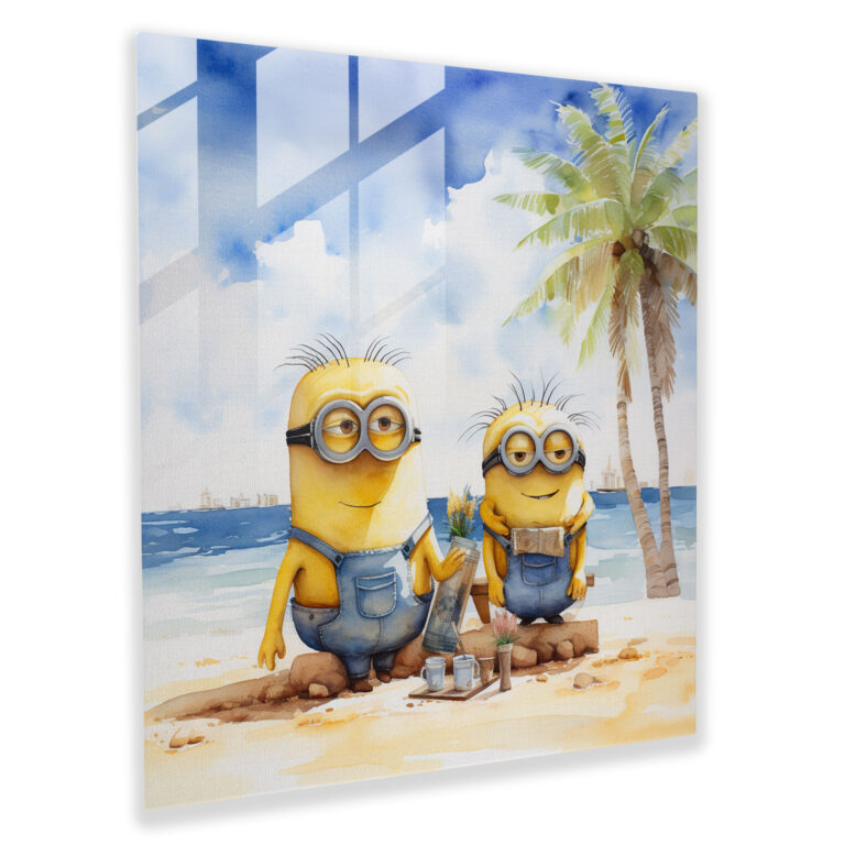 Watercolor Minion Glass Print - Minions, Modern Art, Minions, Home Decoration