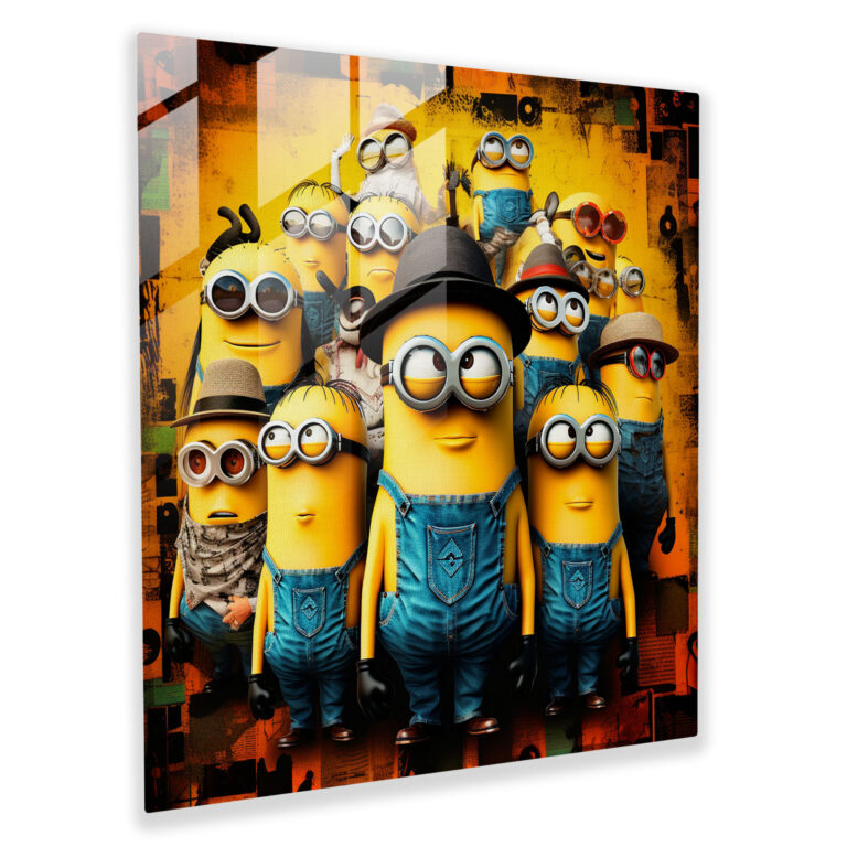 Collage Minion Glass Print - Minions, Modern Art, Wall Decoration, Collage Art