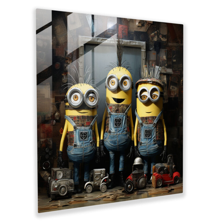 Minions Glass Print - Eclectic Collage - Minions, Minions, Modern Art, Glass Art
