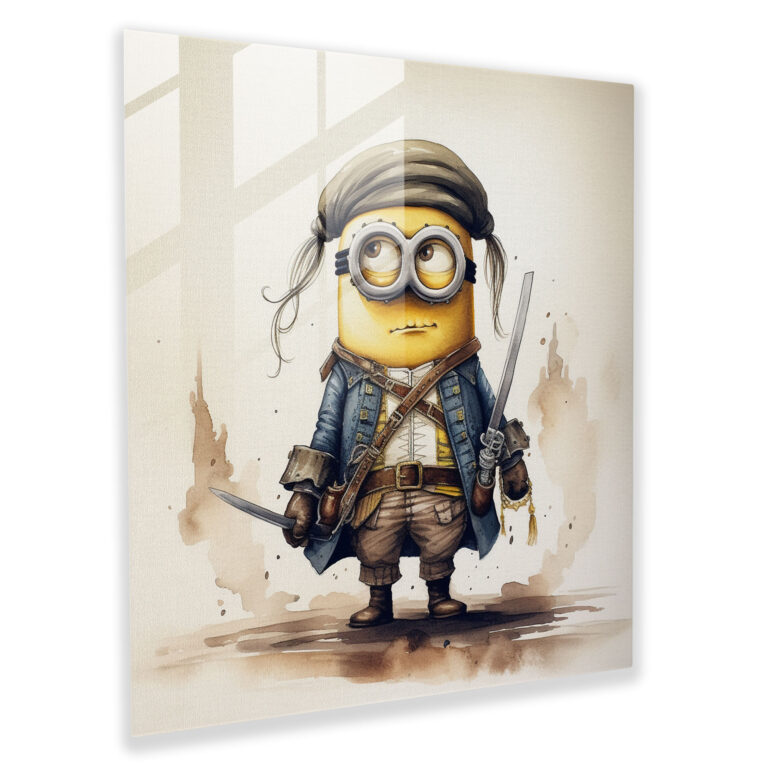 Whimsical Minions Watercolor Glass Print - Minions, Glass Art, Minions, Glass Wall Art