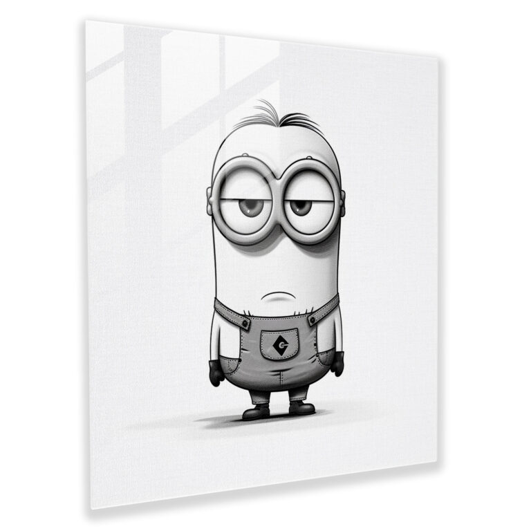 Minimalist Minion Glass Print - Minions, Home Decoration, Glass Print, Modern Art