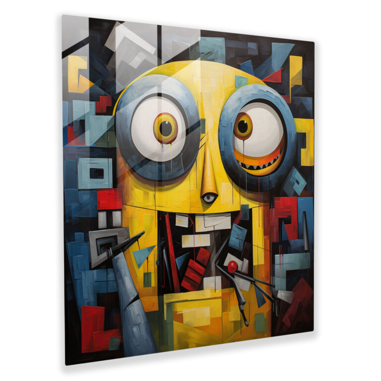 Cubist Minion Glass Print - Minions, Modern Art, Wall Decoration, Home Decoration