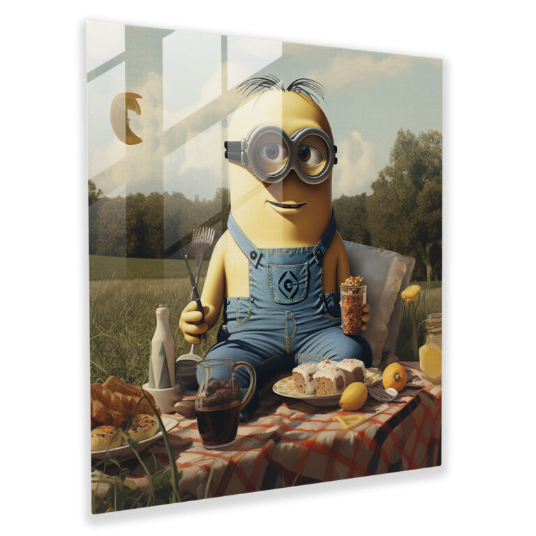 Minions Glass Print - Retro Picnic - Minions, Modern Art, Retro Picnic, Nostalgic Charm