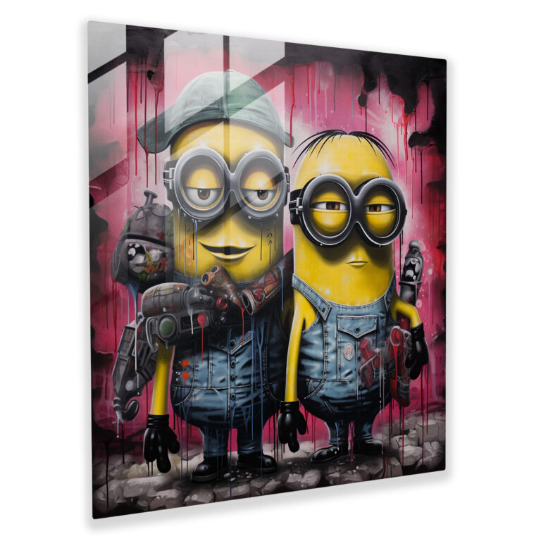Street Minions Glass Print - Minions, Urban Culture, Glass Art, Rebellion