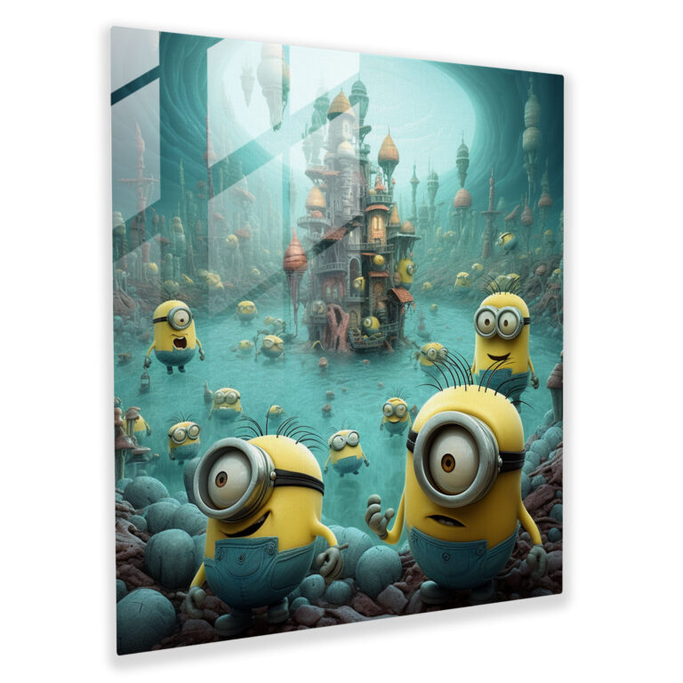 Surreal Minions Glass Wall Art - Minions, Wall Decoration, Abstract Setting, Dream-Like