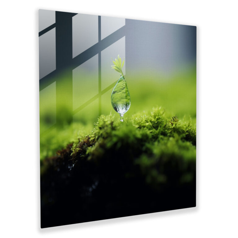 Fresh Moss Glass Print - Moss, Moss, Single Drop Of Water, Home Decoration