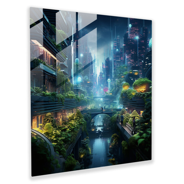 Neon Moss Glass Print - Moss, Modern Art, Unique Vision Of Urban Life, Moss