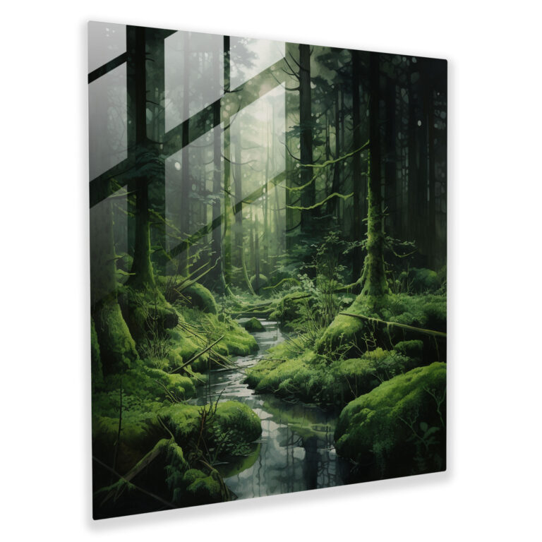 Mossy Forest Glass Print - Moss, Glass Wall Art, Modern Art, Moss