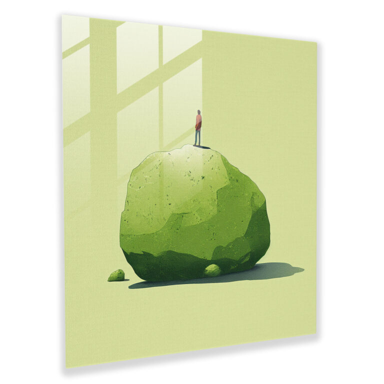 Tranquil Moss Glass Print - Moss, Wall Decoration, Moss, Minimalist Illustration