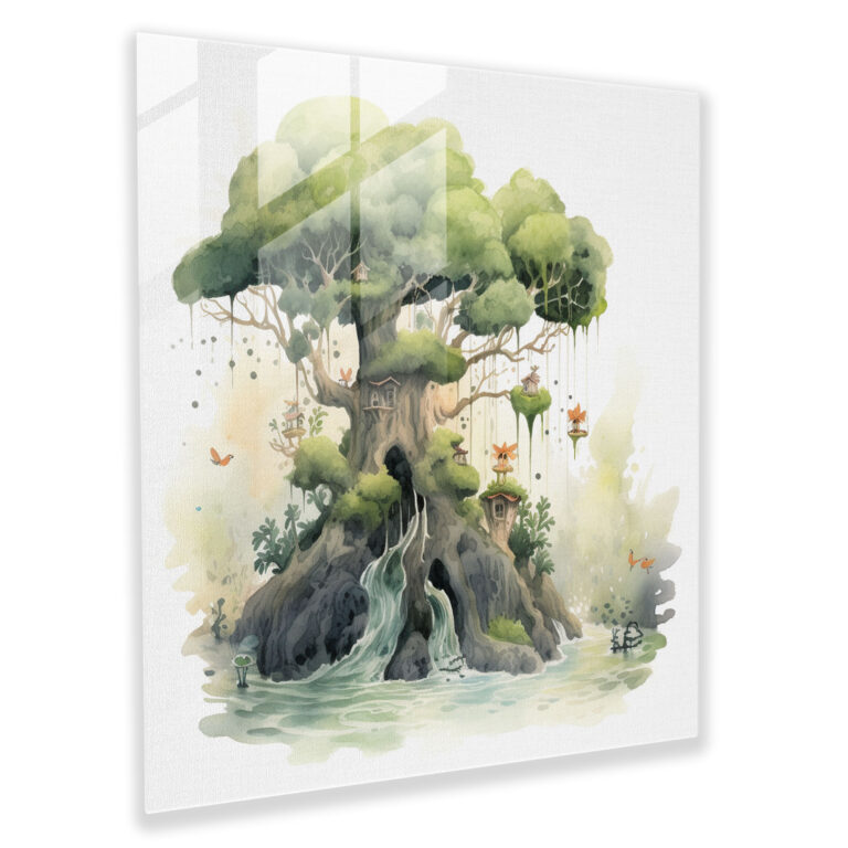 Enchanted Moss Fairies Glass Print - Moss, Modern Art, Magical, Glass Art