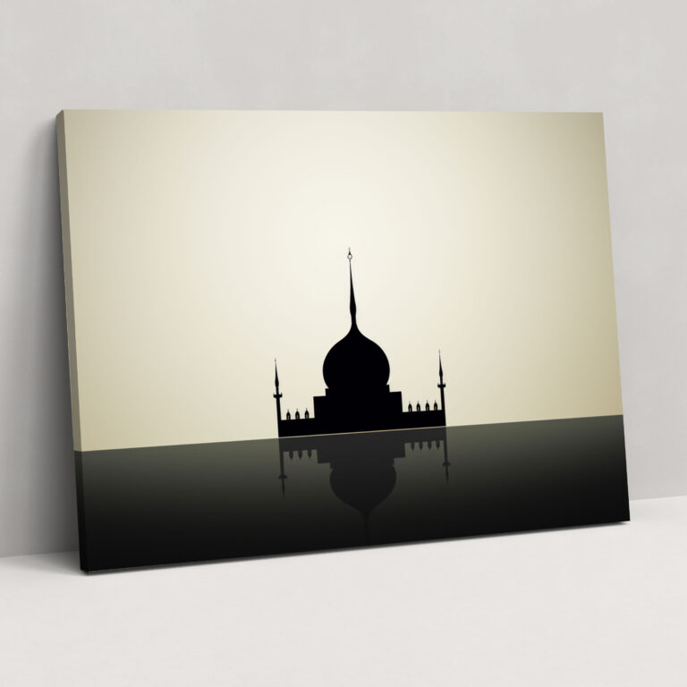 Minimalist Mosque Wall Art - Mosque, Wall Decoration, Canvas Wall Art, Silhouette
