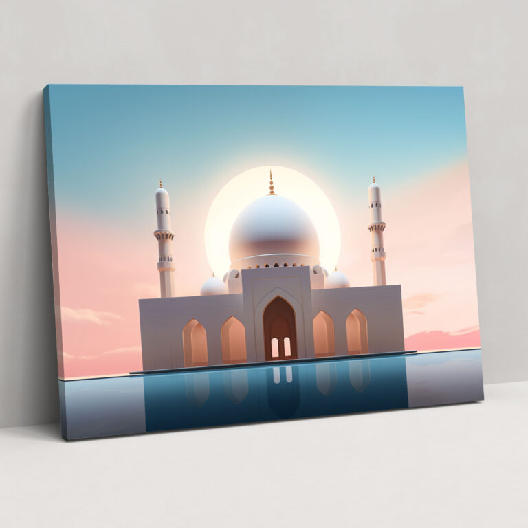 Elegant Mosque Canvas Print - Mosque, Wall Decoration, Simplicity, Digital Illustration
