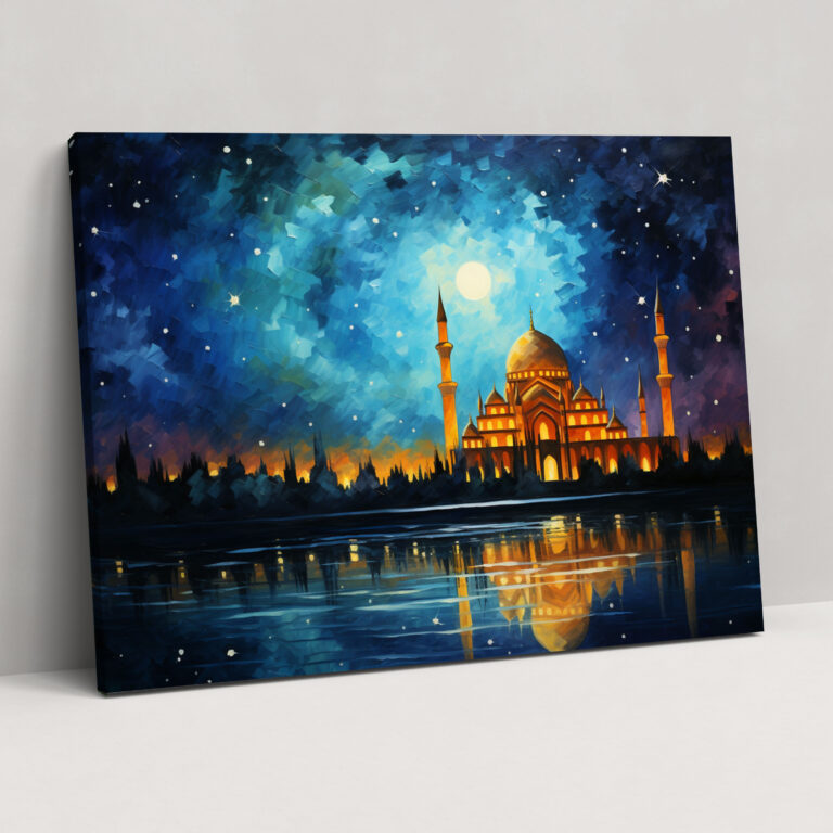 Starry Night Mosque Wall Art - Mosque, Wonder, Acrylic Painting, Mosque