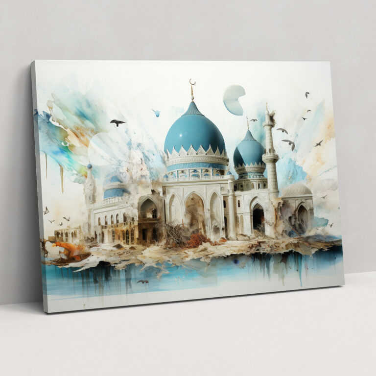 Mixed Media Mosque Canvas Print - Mosque, Mixed Media Artwork, Wall Decoration, Home Decoration