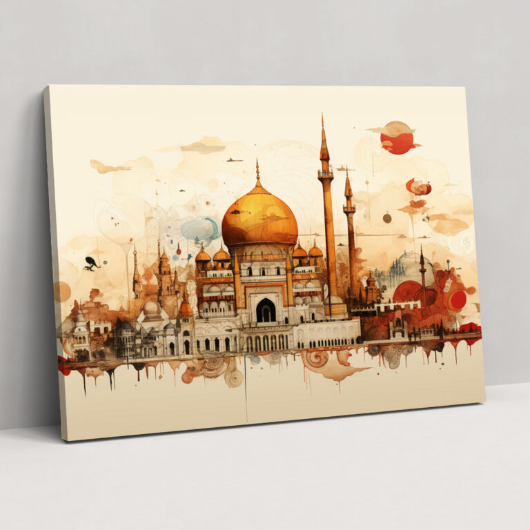 Mosques Collage Wall Decoration - Artistic Canvas Print - Mosque, Mosques From Around The World, Mosque, Vibrant