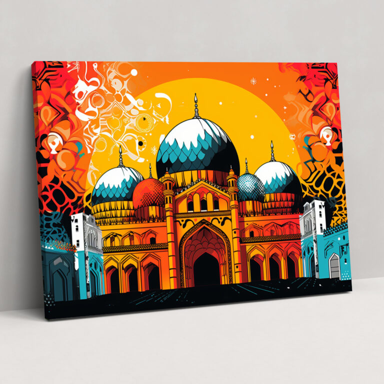 Pop Art Mosque Wall Art - Geometric Canvas Print - Mosque, Canvas Wall Art, Eye-Catching, Wall Art